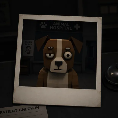 Stylised illustration of the Different Eyes photo tell: a check-in photo where the animal's eyes look wrong.