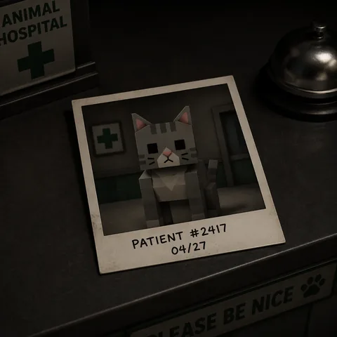 Stylised illustration of the Incorrect Photo tell: a check-in photo showing a different animal than the patient.