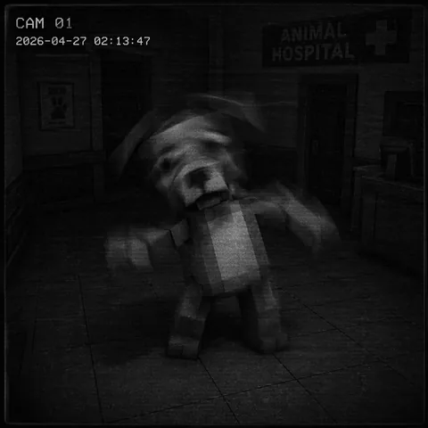 Stylised illustration of the Twitching CCTV tell: a security feed showing the animal twitching with motion blur.