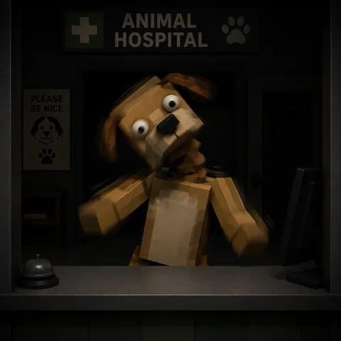 Stylised illustration of the Twitching anomaly: an animal patient jerking mid-twitch with motion blur.